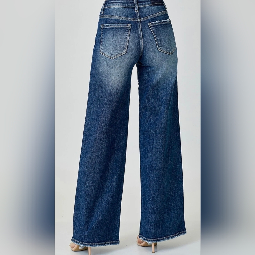 ❤️ NWT! RISEN CROSSOVER MID-RISE WIDE LEG JEANS, 0 (24) - Picture 5 of 14
